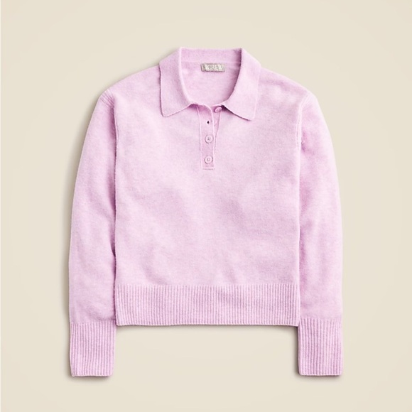 J. Crew Sweaters - J crew Long-sleeve sweater-polo in Supersoft yarn Hthr Heliotrope